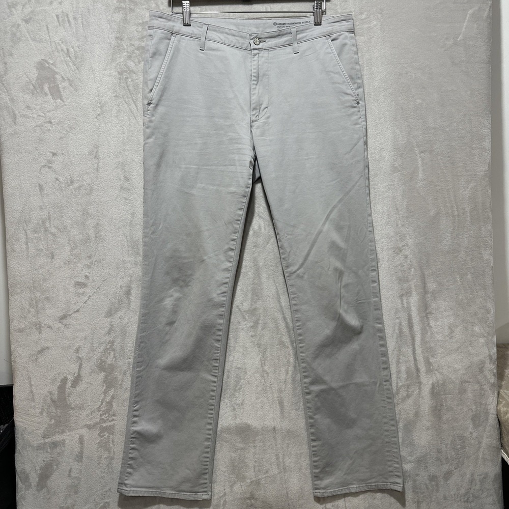 AG Adriano Goldschmied Pants Mens 34 Gray Standard Issue Straight Stretch Twill